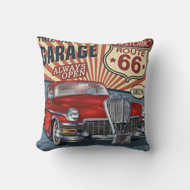 Vintage Route 66 Kussen (Voorkant)