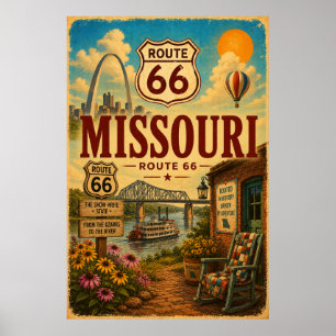 Vintage Route 66 Missouri River Road Trip Kunst Poster