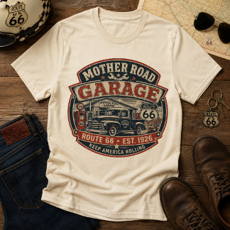 Vintage Route 66 Mother Road Garage T-shirt