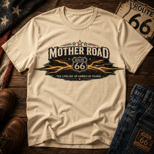 Vintage Route 66 Mother Road Levenslijn Americana T-shirt