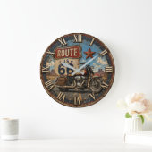 Vintage Route 66 Motorcycle Grote Klok (Huis)