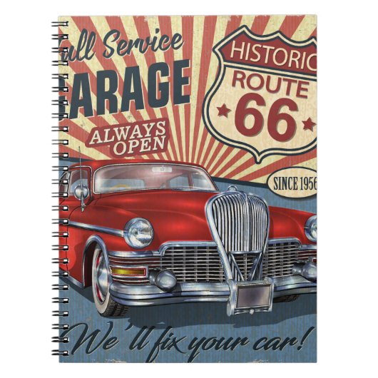 Vintage Route 66 Notitieboek (Voorkant)
