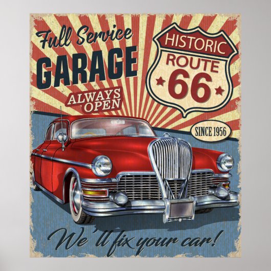 Vintage Route 66 Poster (Voorkant)