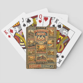 Vintage Route 66 Postzegel Spel Stationair Materia Pokerkaarten