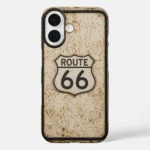 Vintage Route 66 Stalen iPhone 16 Hoesje met Afgew