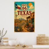 Vintage Route 66 Texas Bluebonnet Weg Kunst Poster (Keuken)
