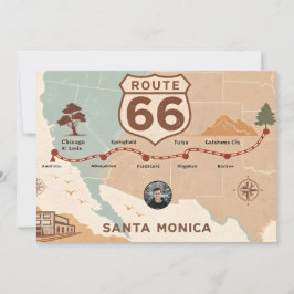 Vintage Route 66 USA Map Feestdagenkaart