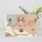 Vintage Route 66 USA Map Feestdagenkaart (Staand voorkant)