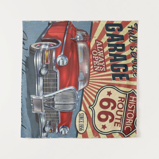 Vintage Route 66 Wandkleed (Voorkant (horizontaal))