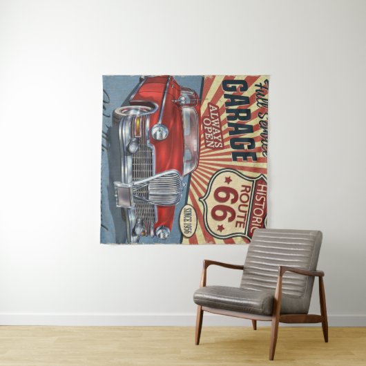 Vintage Route 66 Wandkleed (In Situ (horizontaal))