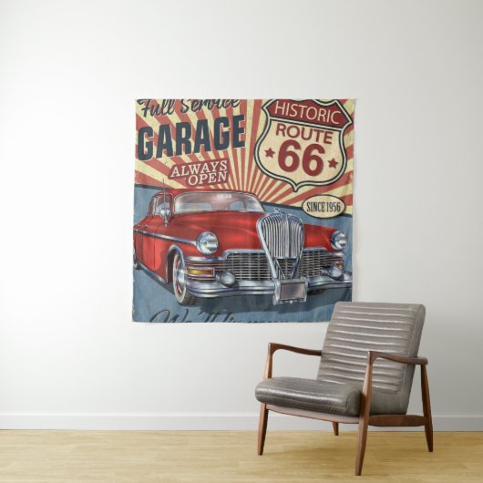 Vintage Route 66 Wandkleed (In situ)