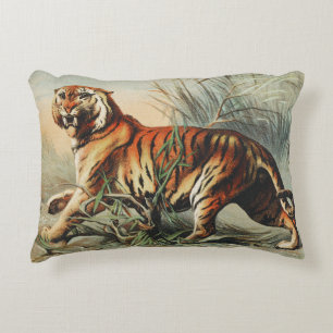 Vintage Royal Bengal Tijger Natuurhistorische Kuns Accent Kussen