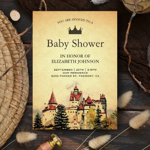 Vintage Royal Fairytale Castle Baby shower Kaart