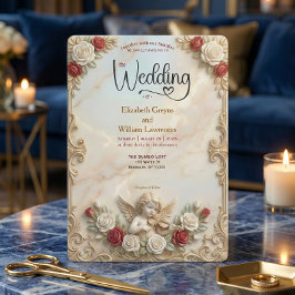 Vintage Royalcore Rococo Cherub & Red Rose Kaart