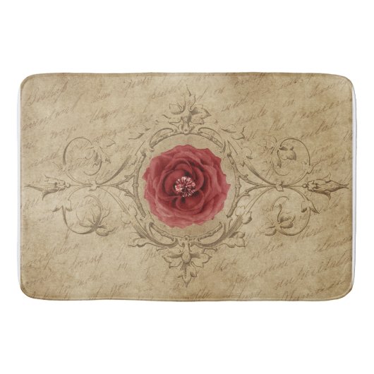 Vintage Roze Badmat, Beige & Rood Badmat (Voorkant)