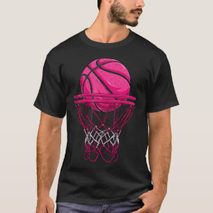 Vintage Roze Basketbalontwerp Voor Vrouwen T-shirt