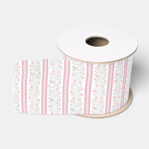 Vintage Roze Bloemige Wilde Bloemen Coquette Grosgrain Lint