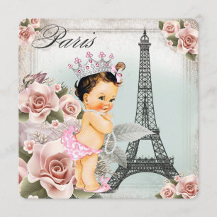 Vintage Roze Eiffeltoren Parijs Baby Shower Kaart