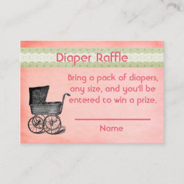 Vintage roze en groene Floral diaper Raffle Informatiekaartje