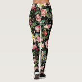 Vintage roze en rode roodroos leggings (Achterkant)
