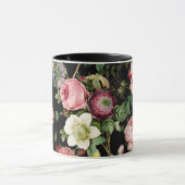 Vintage roze en rode roodroos mok (Midden)