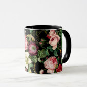 Vintage roze en rode roodroos mok (Voorkant rechts)