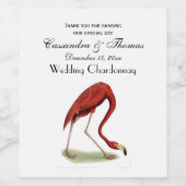 Vintage Roze Flamingo #1 Wijn Etiket (Enkel label)