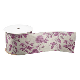 Vintage Roze Florale Chinoiserie  Satijnen Lint