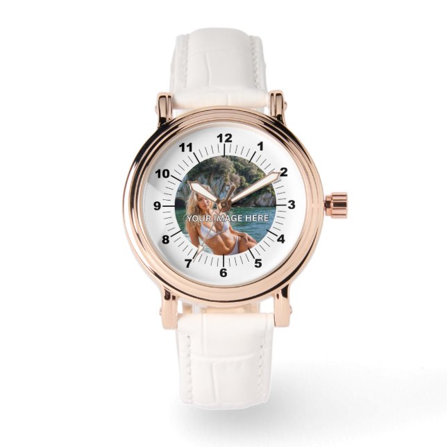 VINTAGE! 🌸 Roze Goud Witte Horloge (Voorkant)