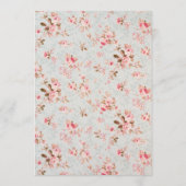 Vintage Roze Gouden Bloem Tuinfeest Bruiloft Menu (Achterkant)