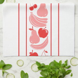 Vintage Roze Keuken Fruit Stripe Grandmacore Theedoek