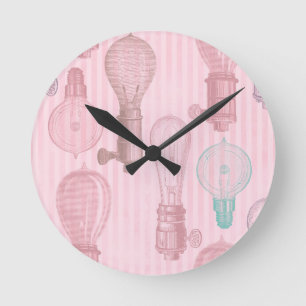 Vintage Roze Lampen Retro Liefhebbers Elektrikers Ronde Klok