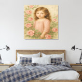 Vintage Roze Meisjesportret Canvas Afdruk (Insitu (Slaapkamer))