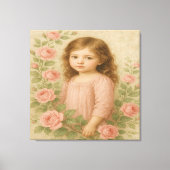 Vintage Roze Meisjesportret Canvas Afdruk (Voorkant)