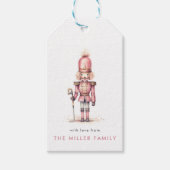 Vintage Roze Notenkraker Waterverf Minimalistisch Cadeaulabel (Voorkant)