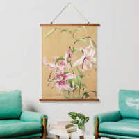 Vintage Roze Oosterse Lelie Botanische Bloem Kunst