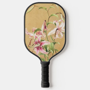 Vintage Roze Oosterse Lelie Botanische Bloem Kunst Pickleball Paddle