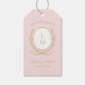 Vintage Roze Parijs Glam | Monogram Bruiloft Cadeaulabel (Voorkant)