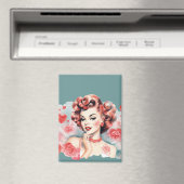 Vintage Roze Pin-Up Magneet – Ruby Rose | Romantis (Insitu (Vaatwasser))