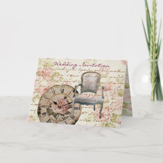 Vintage Roze Roos Bloem steampunk Bruiloft (Voorkant)