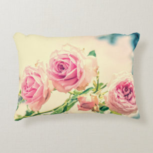 Vintage Roze roze bloemen in de tuin Accent Kussen