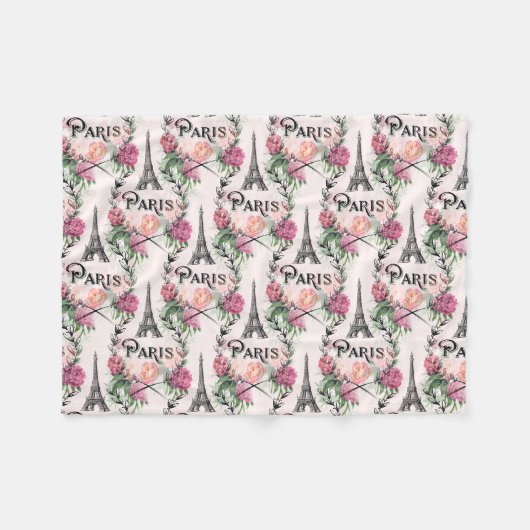 Vintage roze roze rozen fleece Blanket Deken (Voorkant (Horizontaal))