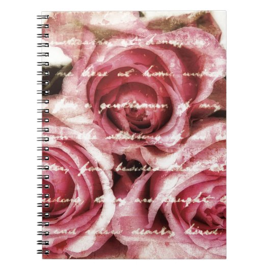 Vintage Roze Rozen Notitieboek (Voorkant)