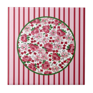 Vintage roze rozen tegel tegeltje