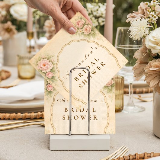Vintage Roze Rozentuin Bruiloftsfeest Servet