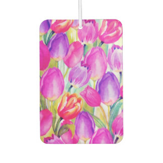 Vintage roze Tulip Waterverf Floral Luchtverfrisser