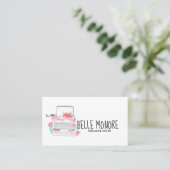 Vintage roze visitekaartje voor schrijfmachine (Staand voorkant)