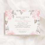Vintage roze Waterverf Roos bruiloft Vrijgezellenf Kaart<br><div class="desc">Elegante en romantische bruiloft bruids douche uitnodiging ontwerp heeft aangepaste blush en pewter grijs evenement informatie omlijst door een rand van zachte roze rozen met groen / grijze bladeren. De bloemen hebben een mooi waterverf geschilderd uiterlijk.</div>