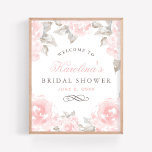 Vintage roze Waterverf Roos bruiloft Vrijgezellenf Poster<br><div class="desc">Het Elegant bruiloft vrijgezellenfeest poster is blij met gasten aan het vrijgezellenfeest. Het ontwerp kenmerkt blozen en pewter grijze teksten die met de naam van de Bride en de douchedatum kunnen worden gepersonaliseerd, die door een grens van zachte roze rozen met groene/grijze bladeren worden gevormd. Bloemen hebben een mooie waterverf...</div>