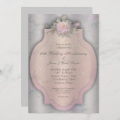 Vintage Roze Zilveren 25e Jubileumfeestje Kaart (Voorkant / Achterkant)